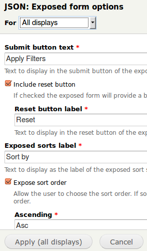 Views Exposed Form Settings